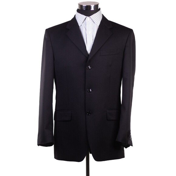 Jones New York 37R Black Solid Wool Three Button Sport Coat Blazer Jacket - Picture 2 of 13